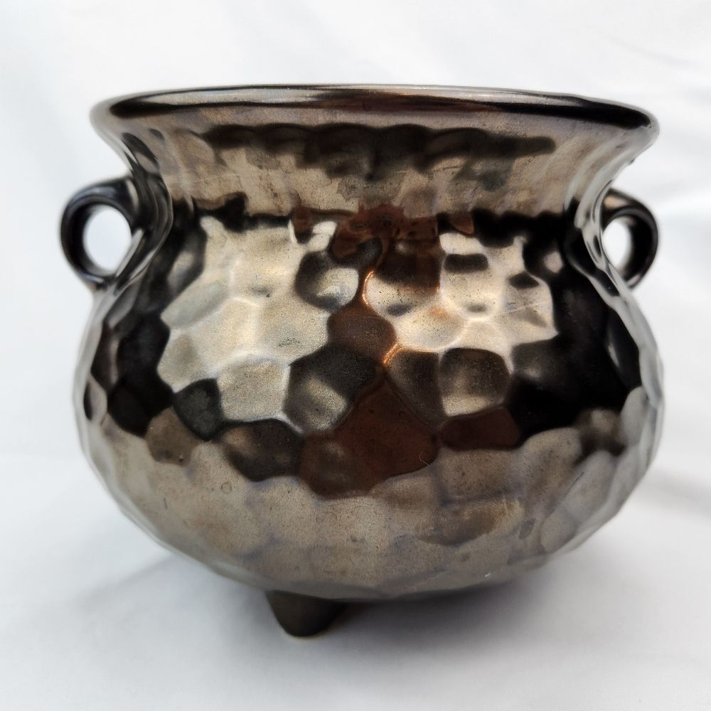 🔹️Vintage McCoy Bronze Hammered 6" Cauldron Bean Pot